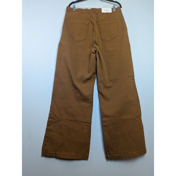Kensie Jeans Women 12/31 Brown High Waist Wide Leg Pockets Boho Jeans Ankle NWT - Picture 9 of 16